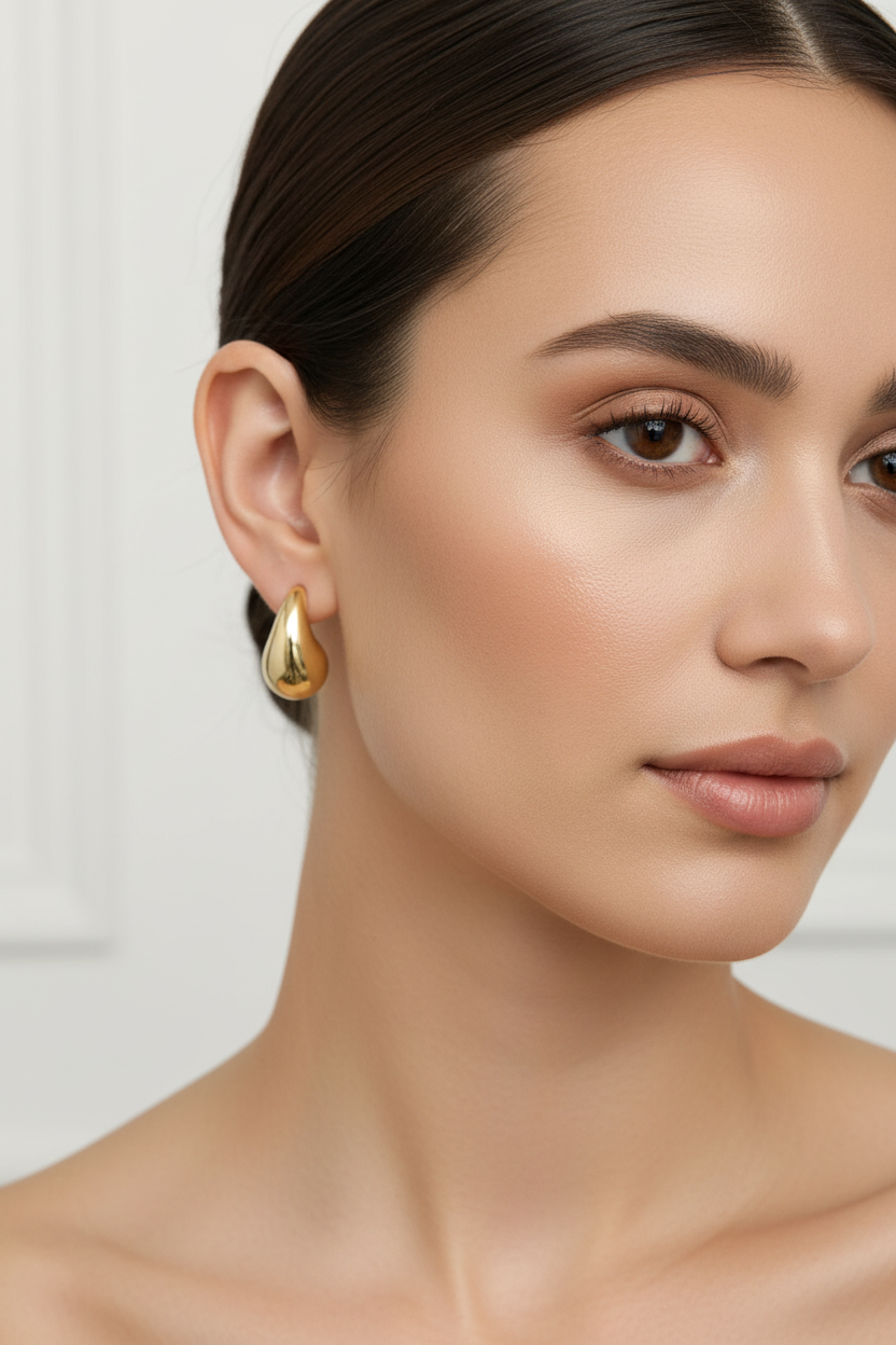 Gold Teardrop Earrings - Polished Drop Earrings for Women