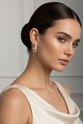 Gold Diamond Textured Hoop Earrings - Sparkly Pave Hoops for Women