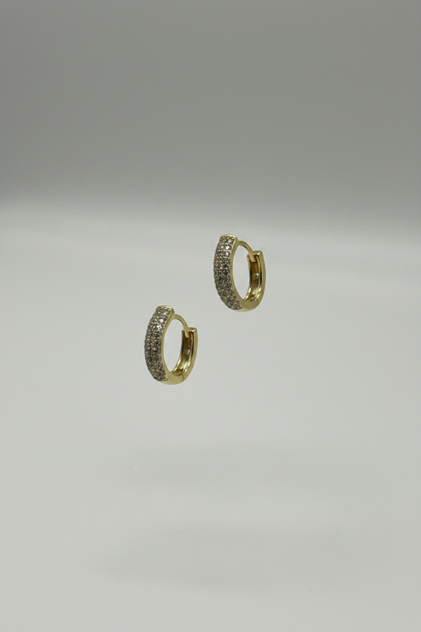 Gold Pave Diamond Rectangle Huggie Earrings - Wide Crystal Huggie Hoops for Women