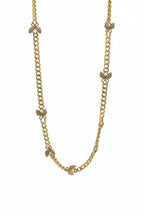 Gold Diamond Butterfly Cuban Chain Necklace & Bracelet Set - Pave Crystal Butterfly Jewelry