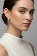 Gold Greek Key Pattern Hoop Earrings - Geometric Design Statement Hoops