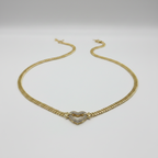 14K Gold Cuban Chain Heart Jewelry Set - Diamond Heart Necklace & Bracelet