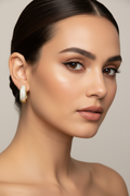 Gold Pave Diamond Huggie Hoop Earrings - Chunky Crystal Huggie Hoops for Women