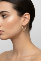 Gold Twisted Hoop Earrings - Classic Spiral Hoops with Textured Design