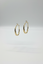 Gold Twisted Hoop Earrings - Classic Spiral Hoops with Textured Design