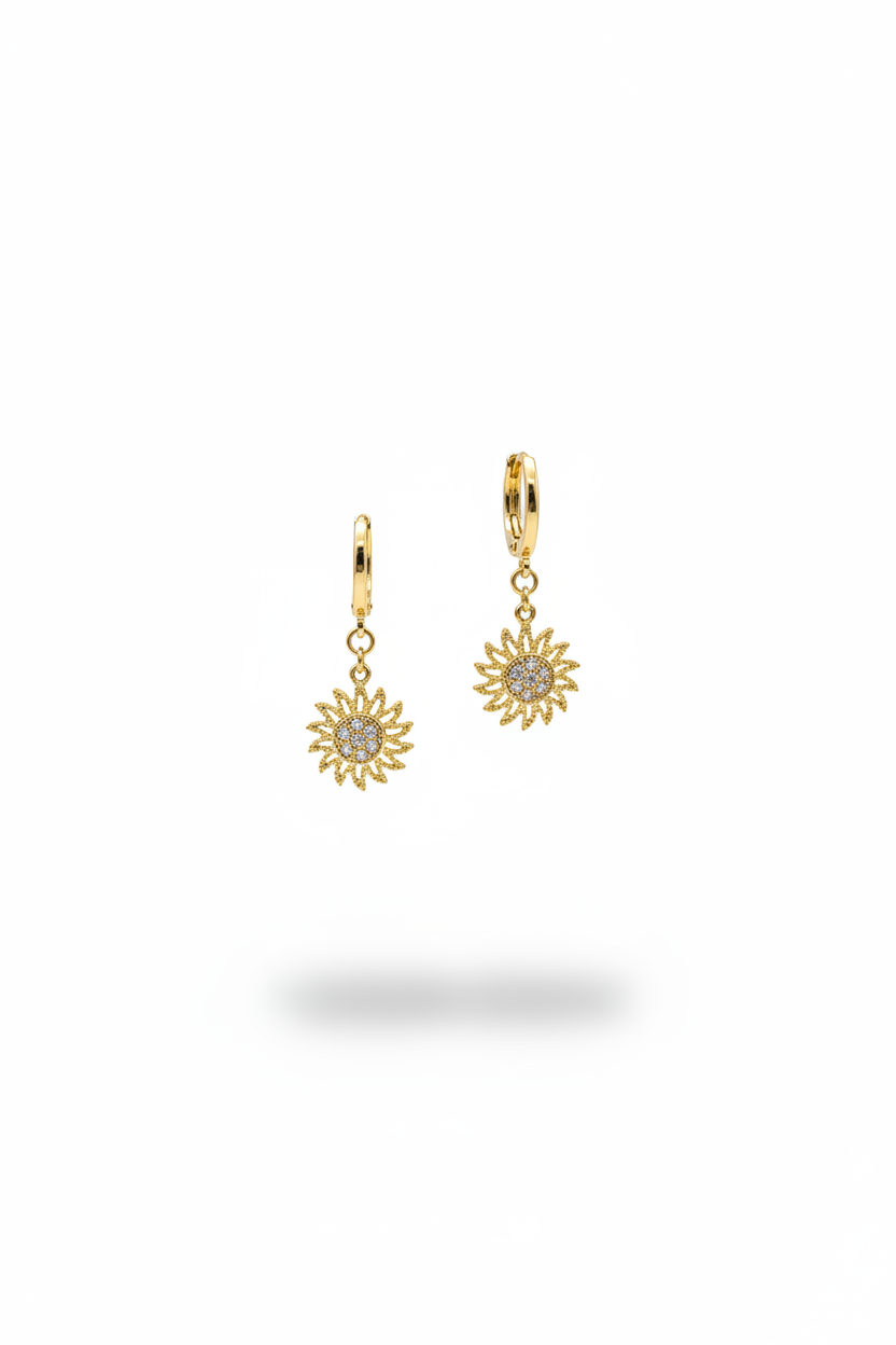 Gold Diamond Star Drop Earrings - Celestial Crystal Dangle Earrings for Women