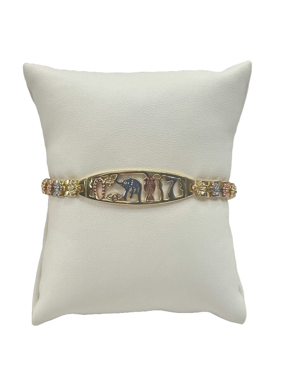 Gold Charm ID Bracelet with Crystal Accents