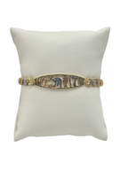 Gold Charm ID Bracelet with Crystal Accents
