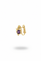 Gold Amethyst Tulip Stud Earrings - Purple Gemstone Floral Drop Earrings