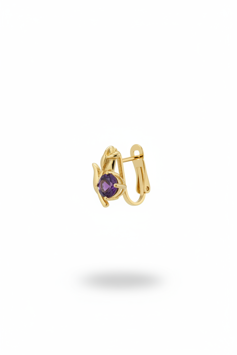Gold Amethyst Tulip Stud Earrings - Purple Gemstone Floral Drop Earrings