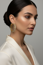 Gold & Diamond Double Row Hoop Earrings - Luxury Crystal Statement Hoops