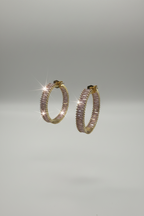 Crystal & Gold Hoop Earrings - Sparkly Statement Hoops with Rhinestones