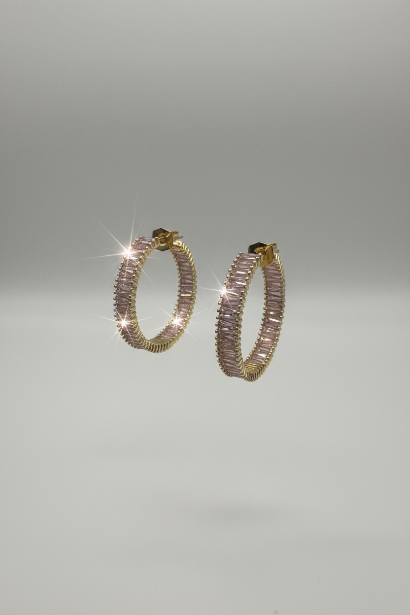 Crystal & Gold Hoop Earrings - Sparkly Statement Hoops with Rhinestones