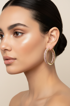 Crystal & Gold Hoop Earrings - Sparkly Statement Hoops with Rhinestones