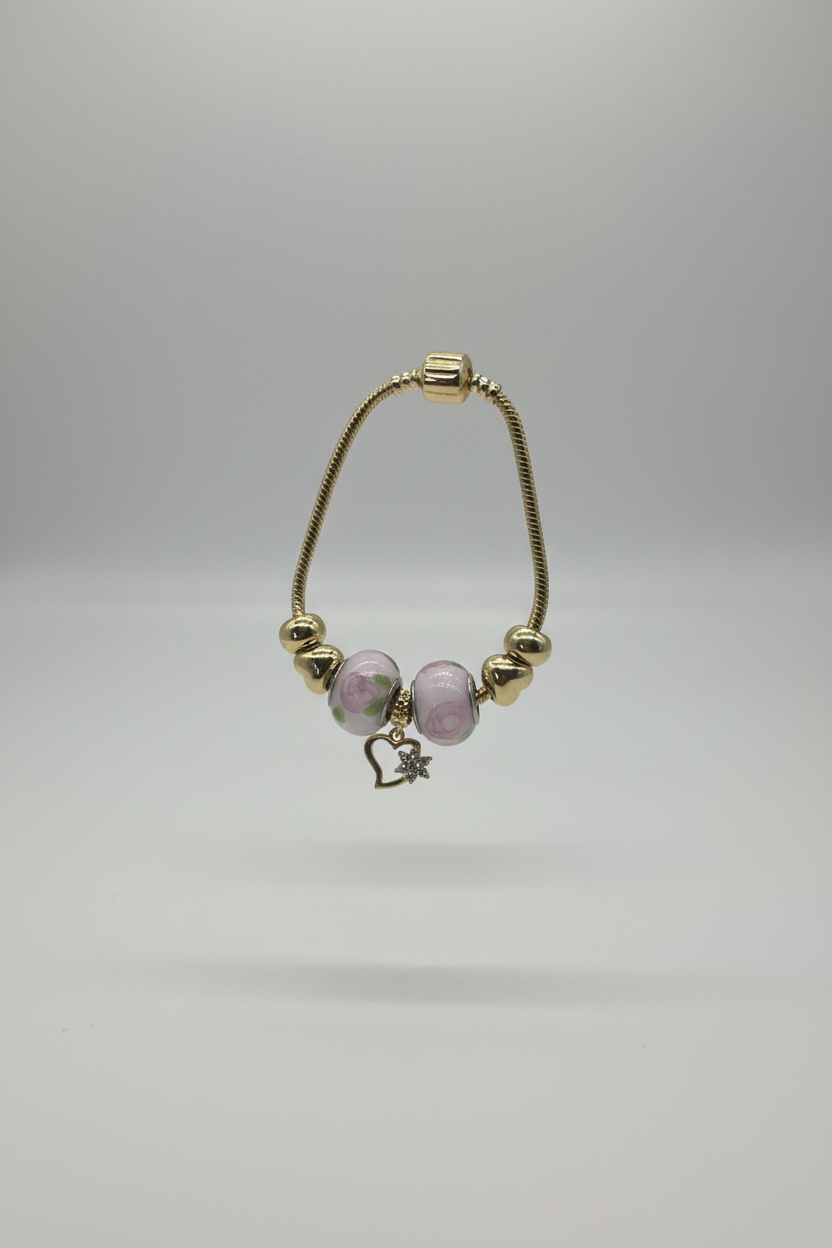 Elegant 14k Gold plated bracelet with purple bead