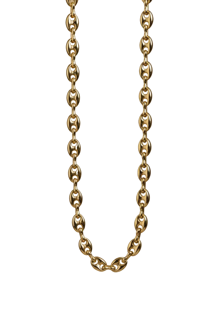 Gold Mariner Link Chain Necklace - Chunky Anchor Chain Choker for Women