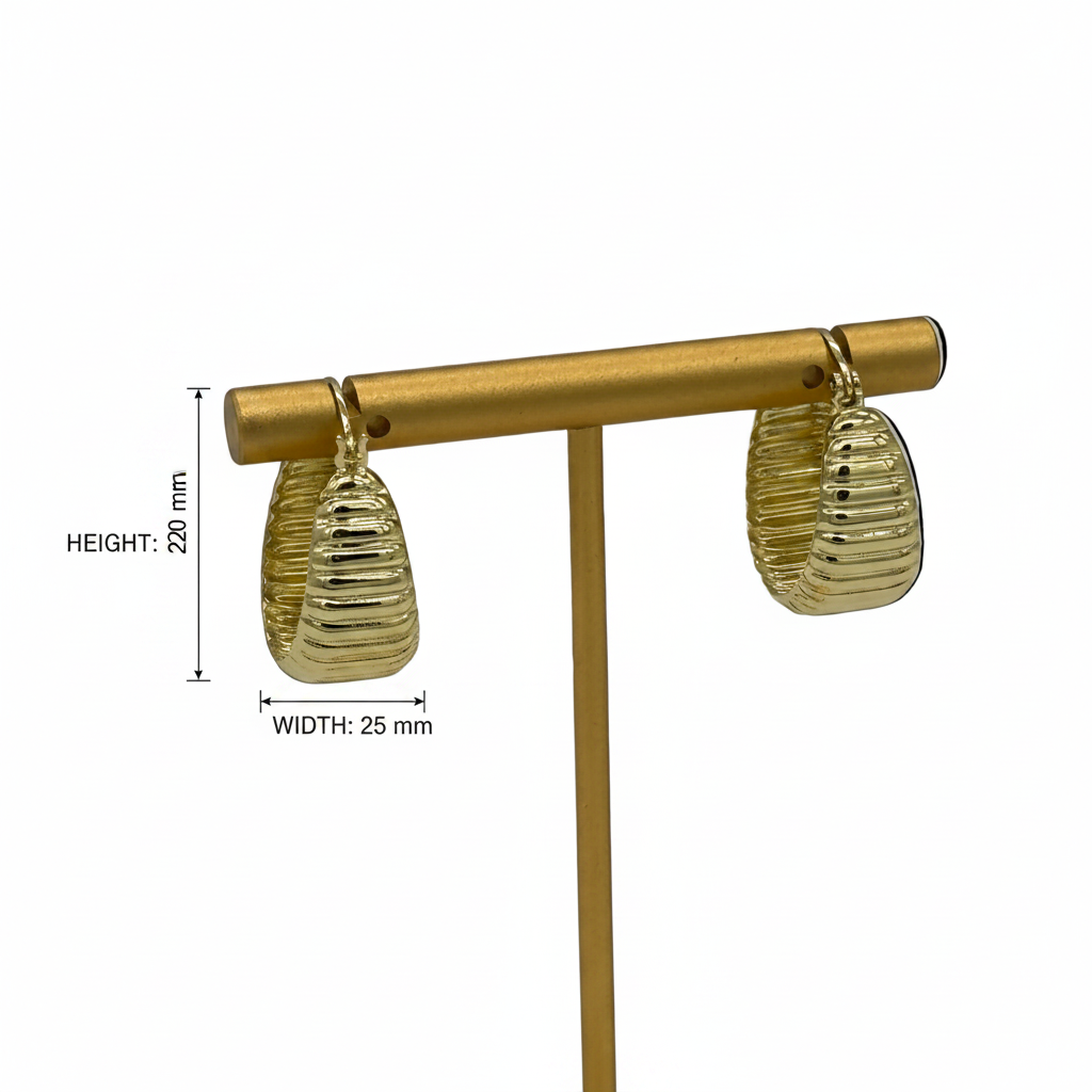 Luxury Gold Ribbed Hoop Earrings – Bold Statement Textured Hoops