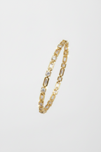 Gold Rectangular Link Bracelet with Pavé Crystal Accents