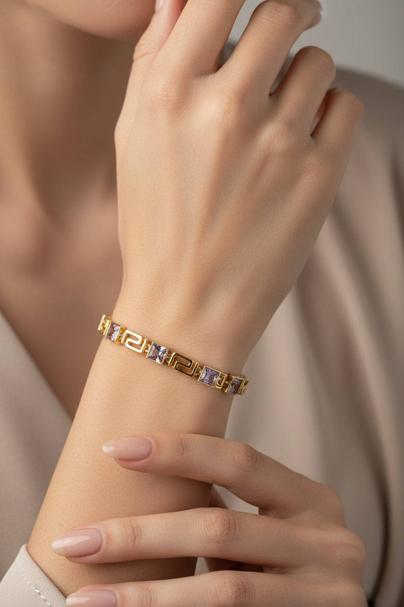 Rectangular purple accent bracelet