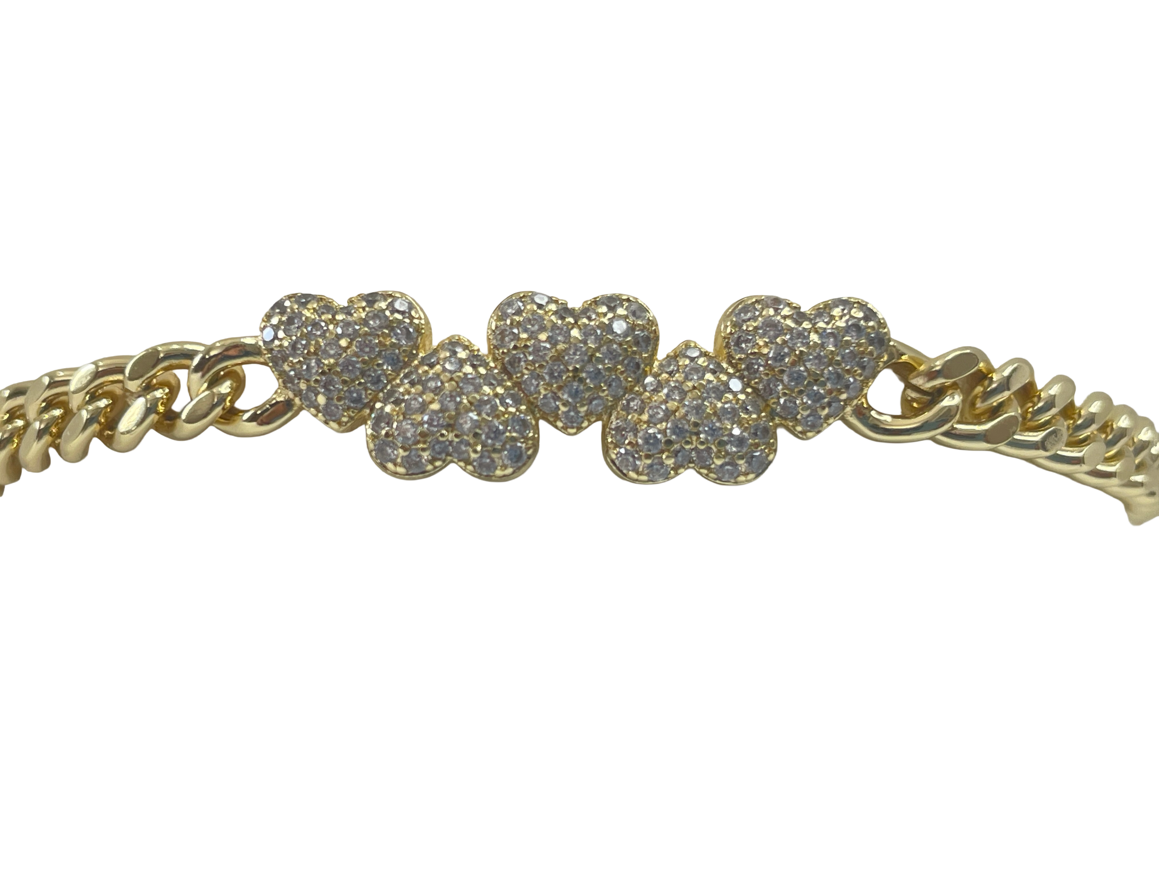 Elegant Gold Chain Bracelet with Crystal Heart Charms | Gift for Her