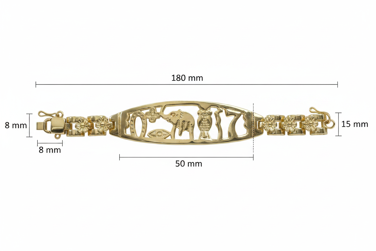 Gold Egyptian Symbol ID Bracelet – Ancient Hieroglyphic Charm Jewelry